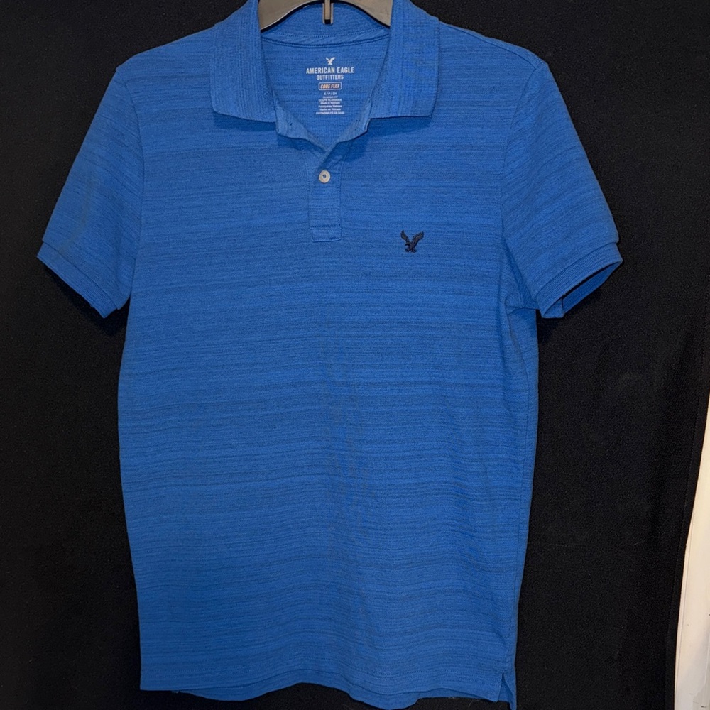 American Eagle Outfitters Men's Blue Polo Shirt